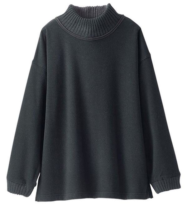 BELLUNA（ベルーナ）の「まるで着る毛布！静電防止付裏ファーニットリブトレーナー（トレーナー・スウェット）」｜黒