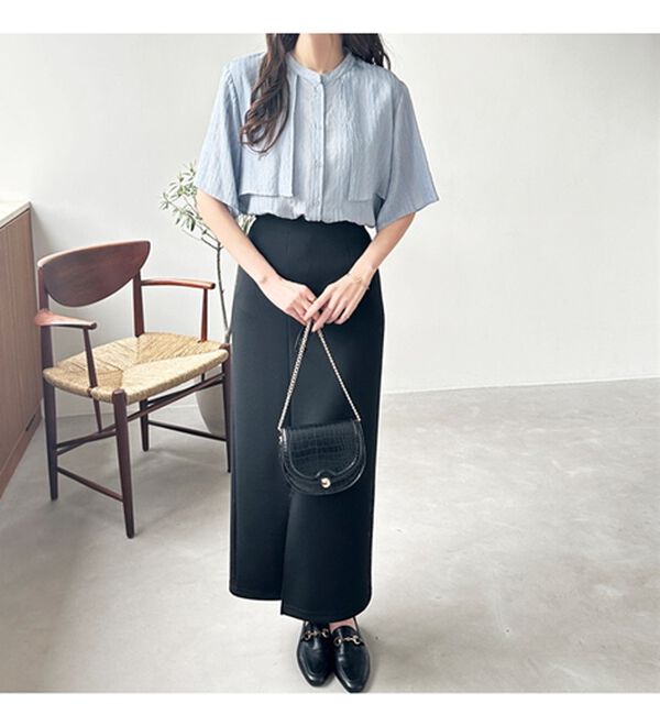 GeeRA（ジーラ）の「バンドカラーシアーストライプシャツ（シャツ）」｜詳細画像