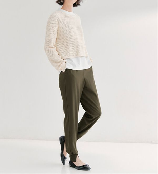 RANAN（ラナン）の「機能付き！裾スリットパンツ（フルレングスパンツ）」｜カーキ