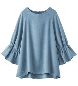 BELLUNA（ベルーナ）の「ドビー素材フリル袖ブラウス（ブラウス）」｜ブルーグレー