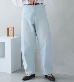 A HAPPY MARILYN（アハッピーマリリン）の「【Ｌ～８Ｌ】トレンドスタイルの、バレルパンツ。（ワイドパンツ・ガウチョ）」｜デニム／サックス