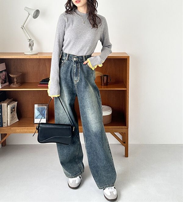 GeeRA（ジーラ）の「袖口ボタン配色ハイネックリブニット（ニット・セーター）」｜詳細画像