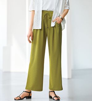 BELLUNA（ベルーナ）の「涼感さらさらスラブ調ワイドパンツ（ワイドパンツ・ガウチョ）」｜詳細画像