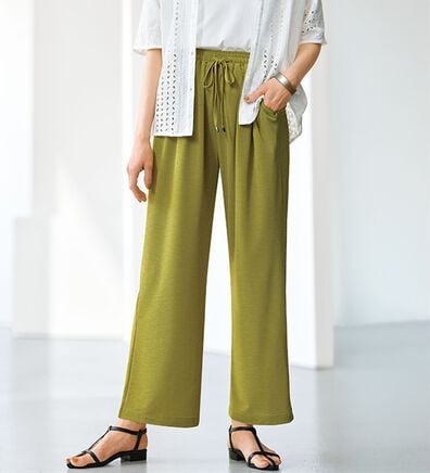 BELLUNA（ベルーナ）の「涼感さらさらスラブ調ワイドパンツ（ワイドパンツ・ガウチョ）」