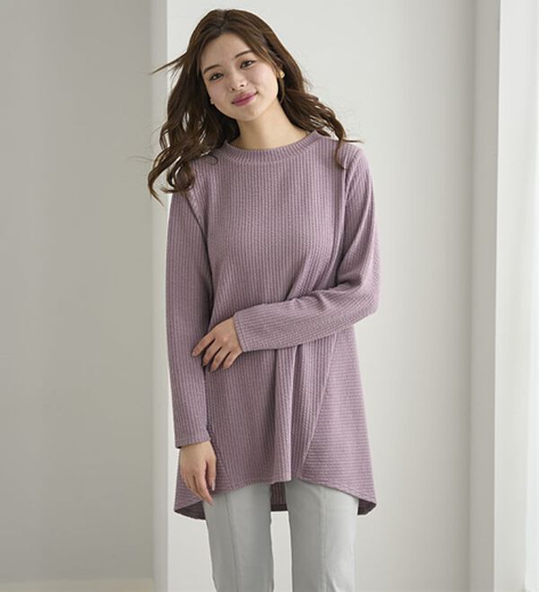 BELLUNA（ベルーナ）の「ふくれ素材フレアーデザインストレッチチュニック（チュニック）」｜詳細画像