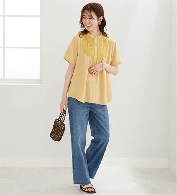 BELLUNA（ベルーナ）の「【多機能付き】お手入れ楽々！レース使いシャツチュニック（チュニック）」｜詳細画像