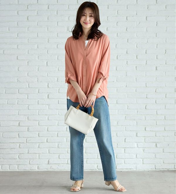 BELLUNA（ベルーナ）の「【吸水速乾】イージーケア！袖リボンシャツチュニック（チュニック）」｜詳細画像