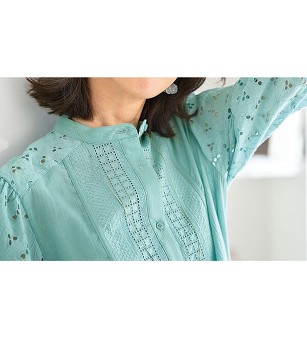 BELLUNA（ベルーナ）の「花柄刺しゅうレース切替チュニック（チュニック）」｜詳細画像