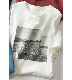 ルフラン（ルフラン）の「綿混フォト＆ロゴの大人Ｔシャツ（Tシャツ）」｜オフ白