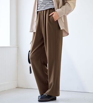 BELLUNA（ベルーナ）の「【メルティポンチ】ドレープイージーパンツ（ワイドパンツ・ガウチョ）」｜モカ