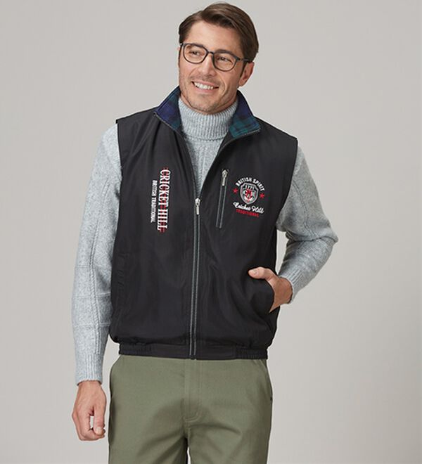 「ブランドデザイン裏フリースベスト（メンズベスト）」｜詳細画像