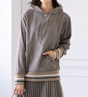 BELLUNA（ベルーナ）の「【Ｌａｇｒｉｌｕａ】ウール調素材ヘリンボーン柄パーカー（パーカー）」｜ベージュ系