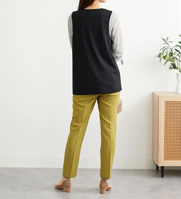 BELLUNA（ベルーナ）の「【2点セット】ストライプシャツ&times;ベストアンサンブル（アンサンブル）」｜詳細画像