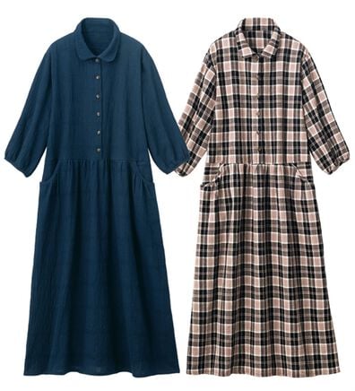 ルフラン（ルフラン）の「【２色組】格子ジャカードの涼やかワンピース（その他ワンピース）」