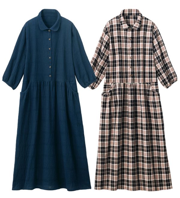 ルフラン（ルフラン）の「【２色組】格子ジャカードの涼やかワンピース（その他ワンピース）」｜詳細画像