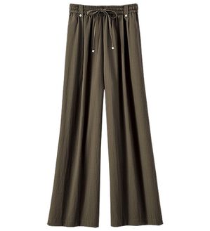 BELLUNA（ベルーナ）の「サラリ快適！ビンテージ調ワイドパンツ（ワイドパンツ・ガウチョ）」｜チャコール