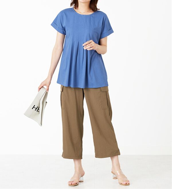 BELLUNA（ベルーナ）の「汗ジミ対策！タックデザインチュニック（チュニック）」｜詳細画像