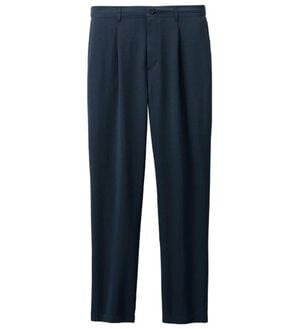 「リネンタッチワンタックワイドパンツ・オープンカラーワイドシャツ（メンズシャツ）」｜ネイビー パンツ