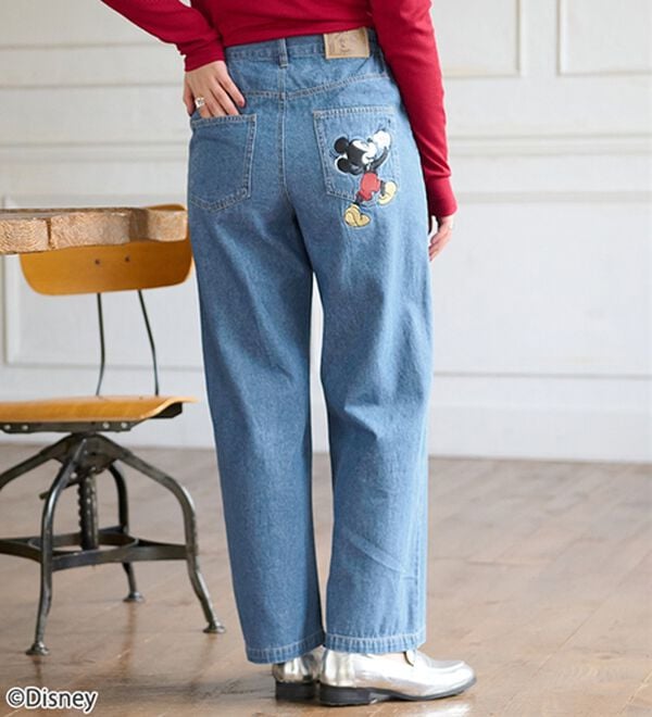 BELLUNA（ベルーナ）の「＜Ｄｉｓｎｅｙ＞刺しゅうデニムパンツ（ワイドパンツ・ガウチョ）」｜詳細画像