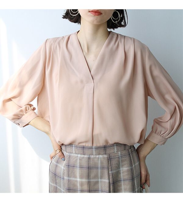 GeeRA（ジーラ）の「シルエットきれい！上品7分袖デザインブラウス（ブラウス）」｜詳細画像
