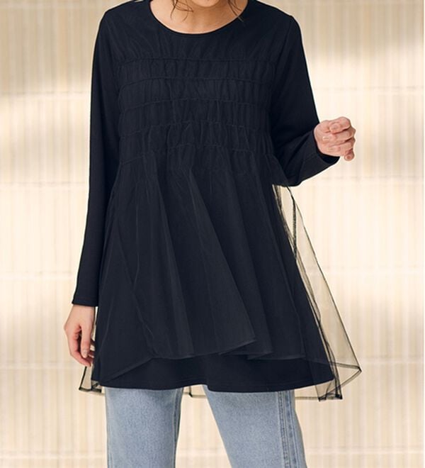 RANAN（ラナン）の「ふんわりあったか素材チュール重ねチュニック（チュニック）」｜詳細画像