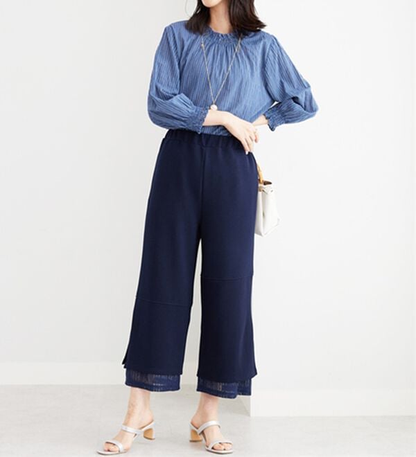 BELLUNA（ベルーナ）の「【Ｌａｇｒｉｌｕａ】裾レース使いアシメ切替デザインパンツ（ワイドパンツ・ガウチョ）」｜詳細画像