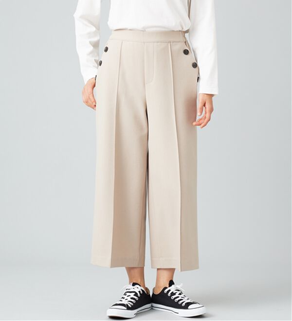 BELLUNA（ベルーナ）の「ウーリッシュ素材釦使いワイドパンツ（ワイドパンツ・ガウチョ）」｜詳細画像