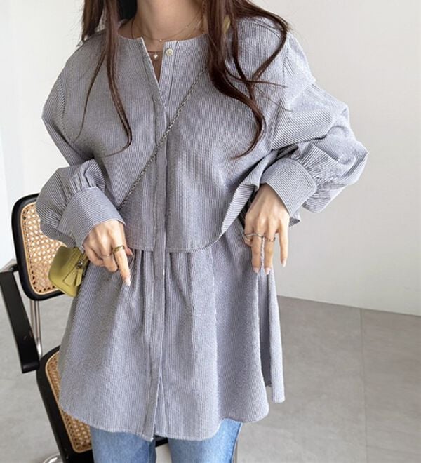 GeeRA（ジーラ）の「羽織にもなる！ペプラムシャツチュニック（チュニック）」｜詳細画像