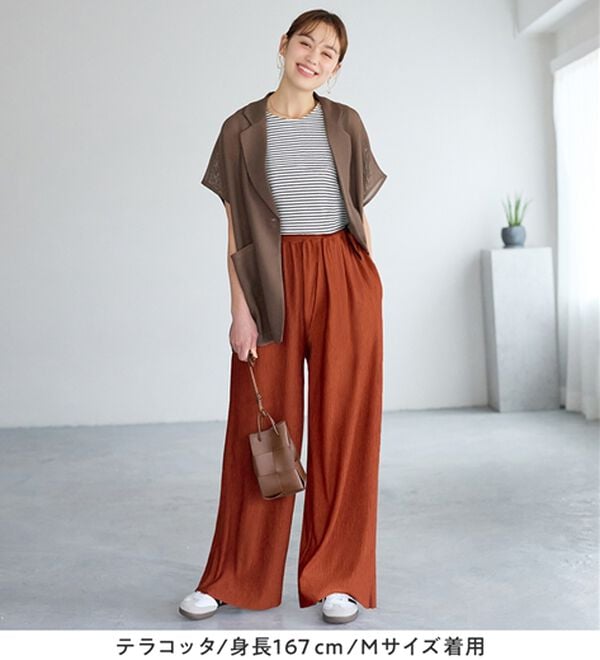 Viola e Viola（ヴィオラ エ ヴィオラ）の「【５つの機能付】丈切れる！楽ちんジャカードパンツ（ワイドパンツ・ガウチョ）」｜詳細画像