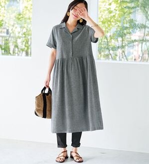 BELLUNA（ベルーナ）の「＜＆ｃｏｃｏｃｈｉ＞サラリ綿混素材チェック柄ワンピース（シャツワンピース）」｜詳細画像