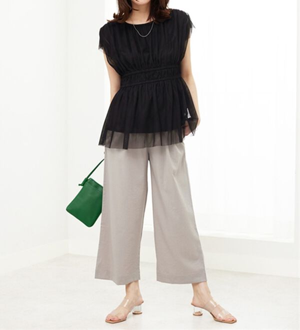 BELLUNA（ベルーナ）の「チュール使いギャザーデザインブラウス（ブラウス）」｜詳細画像