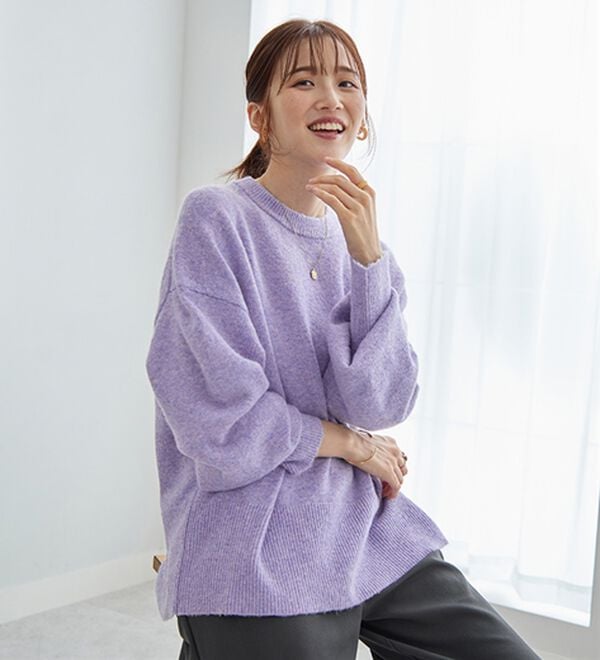 GeeRA（ジーラ）の「ゆるっと柔らか！袖ボリュームメランジニット（ニット・セーター）」｜詳細画像