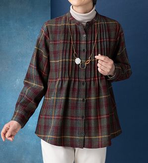 ルフラン（ルフラン）の「日本製　尾州ウール混ピンタックブラウス（ブラウス）」｜詳細画像