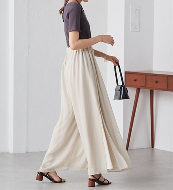 RANAN（ラナン）の「ひんやり！サイドスリットシフォンパンツ（フルレングスパンツ）」｜詳細画像