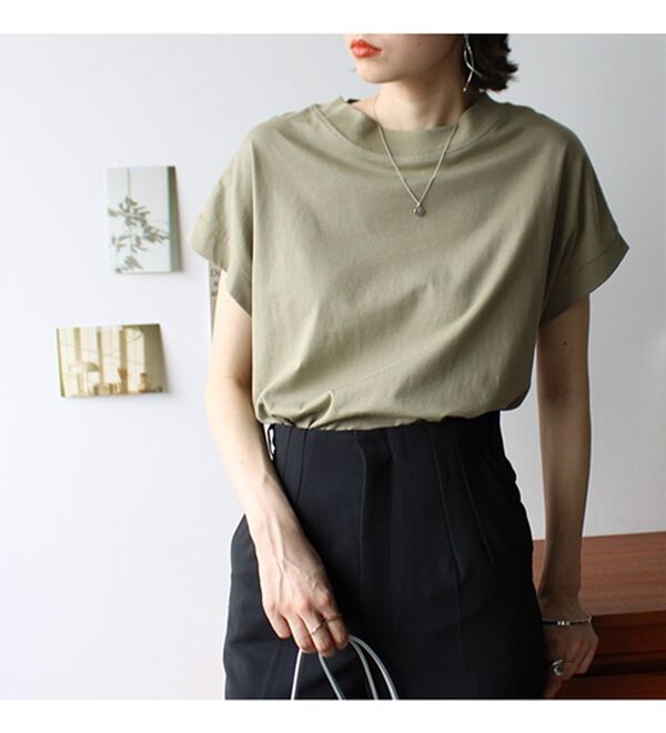 GeeRA（ジーラ）の「綿１００％フレンチスリーブチュニックＴシャツ（カットソー）」｜詳細画像