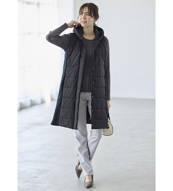 BELLUNA（ベルーナ）の「細見え中わたキルト切替ロングベスト（中わたコート・ベスト）」｜詳細画像