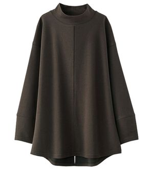 BELLUNA（ベルーナ）の「吸湿発熱ポンチ素材袖デザインプルオーバー（カットソー）」｜チャコール