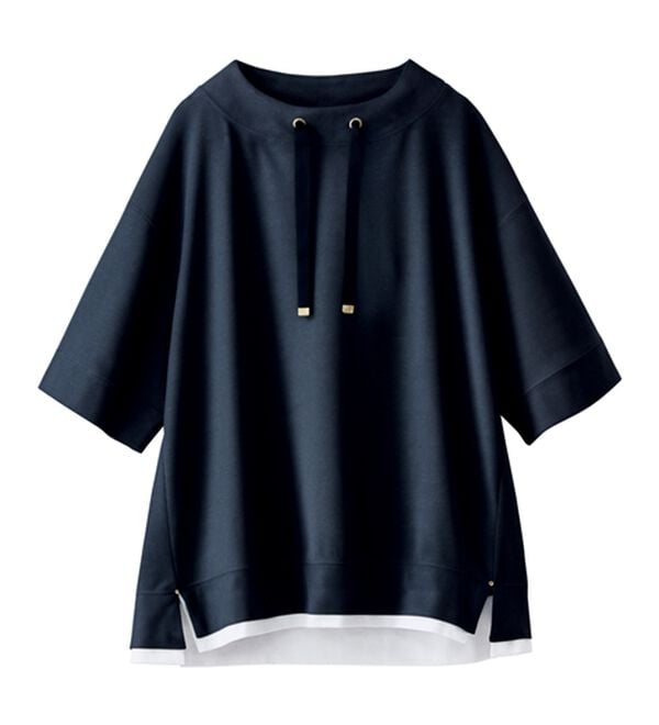 BELLUNA（ベルーナ）の「ワイドネックデザイン重ね着風プルオーバー（カットソー）」｜詳細画像