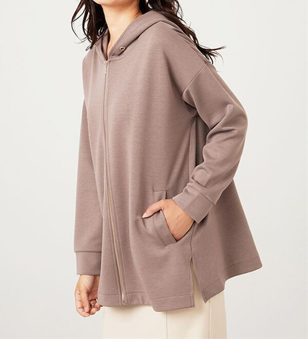 BELLUNA（ベルーナ）の「フードデザインとろみ素材ジップアップパーカー（パーカー）」｜詳細画像