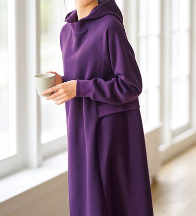 BELLUNA（ベルーナ）の「リブ使いパーカーワンピース（カットソーワンピース）」