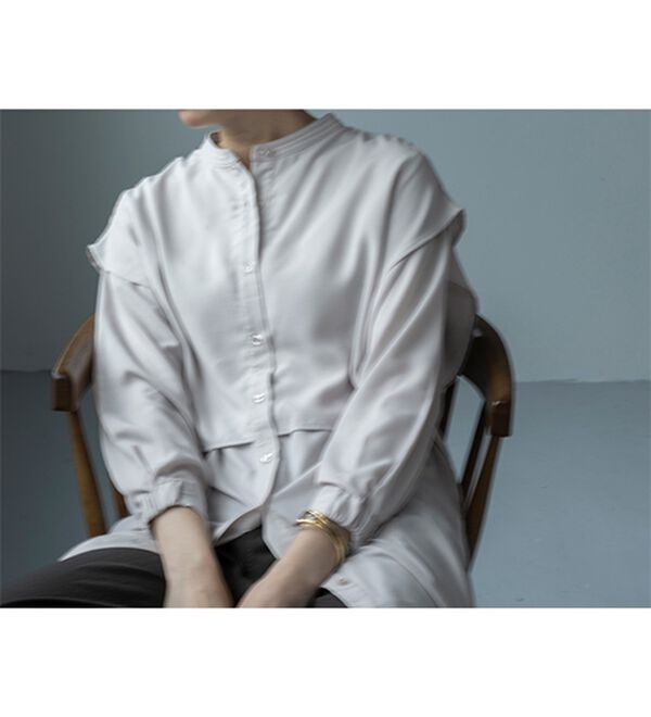 BELLUNA（ベルーナ）の「麻調素材レイヤード風ロングシャツ（シャツワンピース）」｜詳細画像