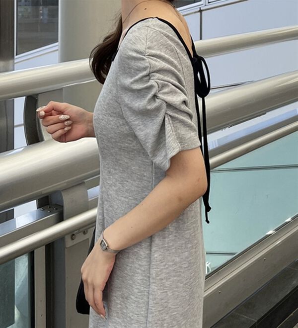 GeeRA（ジーラ）の「バックオープン配色リブワンピース（その他ワンピース）」｜詳細画像