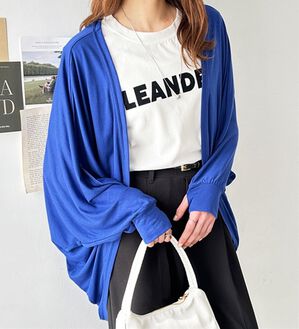 GeeRA（ジーラ）の「接触冷感！ドルマンカットソーカーディガン（ニットカーディガン）」｜ブルー