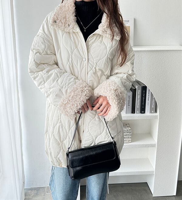 GeeRA（ジーラ）の「衿ボアミドル丈バルーンキルティングブルゾン（ブルゾン）」｜詳細画像