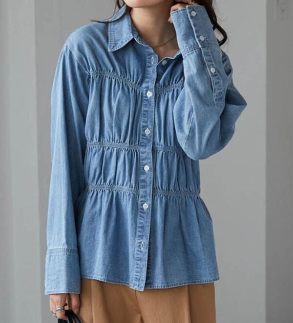 RANAN（ラナン）の「ライトデニムシャーリングデザインシャツブルー（シャツ）」｜詳細画像