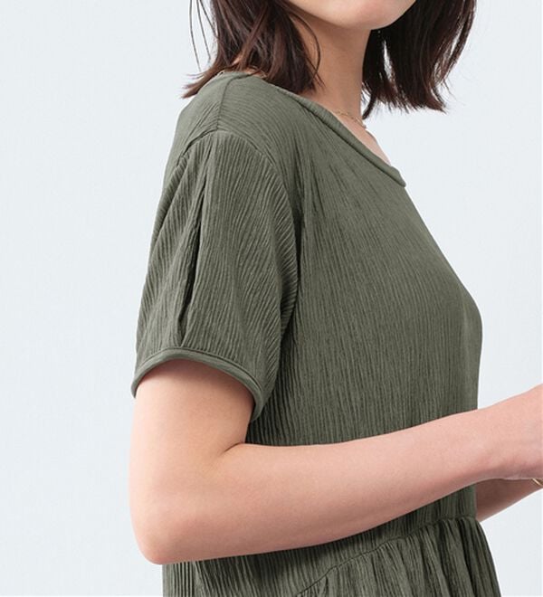 Viola e Viola（ヴィオラ エ ヴィオラ）の「【５つの機能付】楽ちんジャカードワンピース（カットソーワンピース）」｜詳細画像