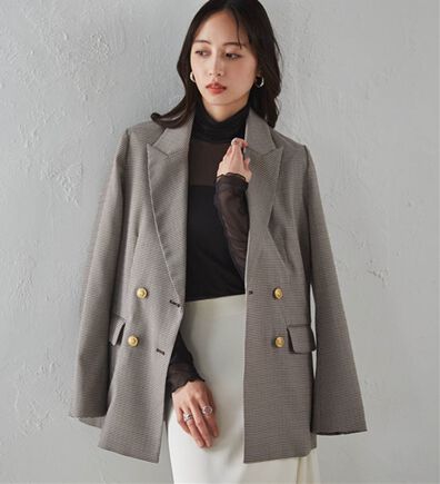 テーラードジャケットレディースファッション(ブラウン)通販