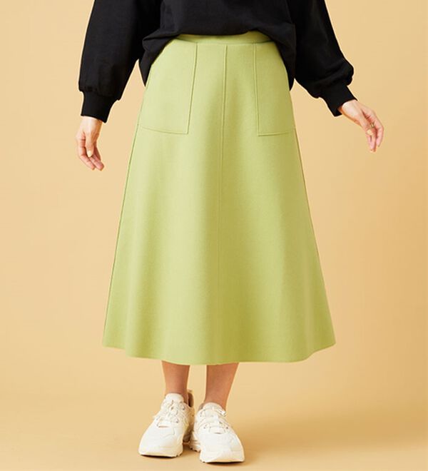 BELLUNA（ベルーナ）の「ふんわりメルトン素材ポケット付スカート（ロングスカート）」｜詳細画像