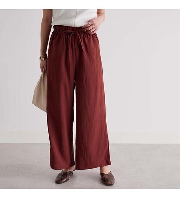 GeeRA（ジーラ）の「麻入りリラックスワイドパンツ（ワイドパンツ・ガウチョ）」｜詳細画像