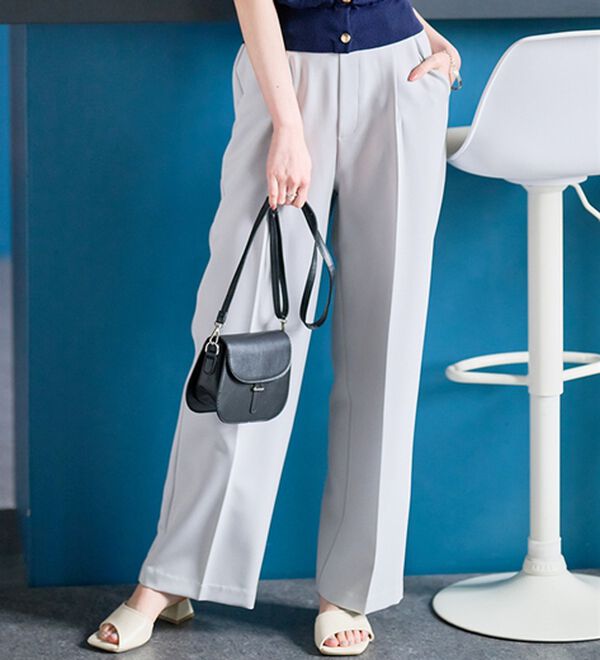 RANAN（ラナン）の「【選べる２丈】機能付！美脚シルエットセンタープレスワイドパンツ（フルレングスパンツ）」｜詳細画像